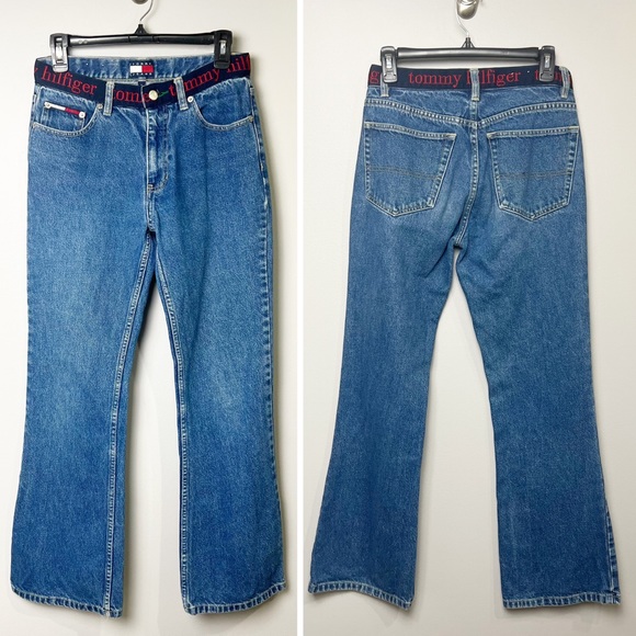 Tommy Hilfiger Vintage 90s Underwear Logo Waistband Flare Jean Size 5 - Picture 2 of 8
